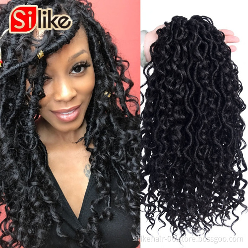 GoddessFaux Locs curly Crochet Braids14 Inch Soft Natural Synthetic Hair Extension 24Stands/Pack Messy water waveFaux Locks Hair